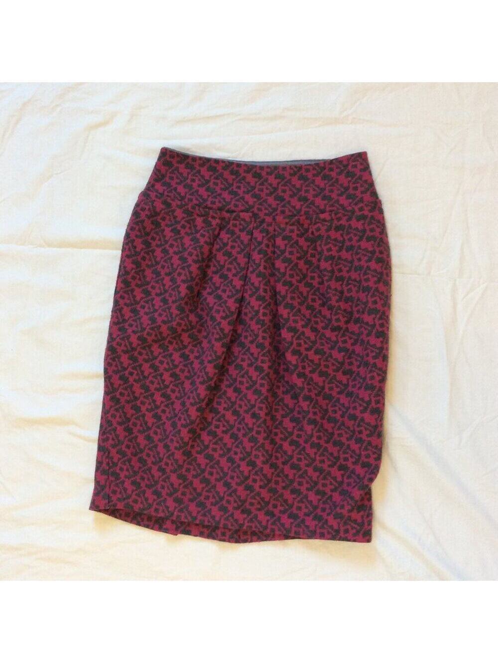 Anthropologie Eva Franco EUC Pink Gray Wool Blend Skirt Zip Lined Womens -Size 4
